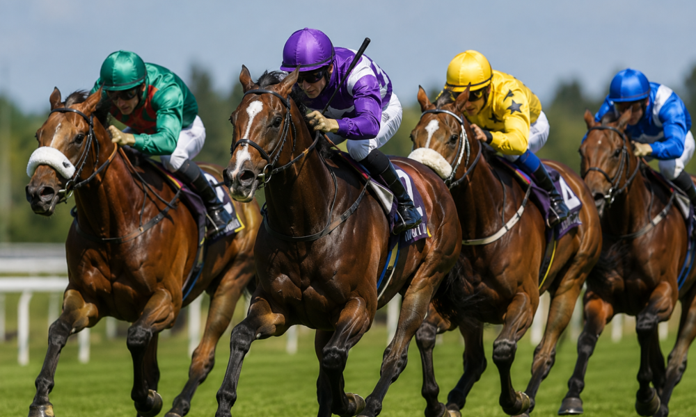 Racehorses in full gallop